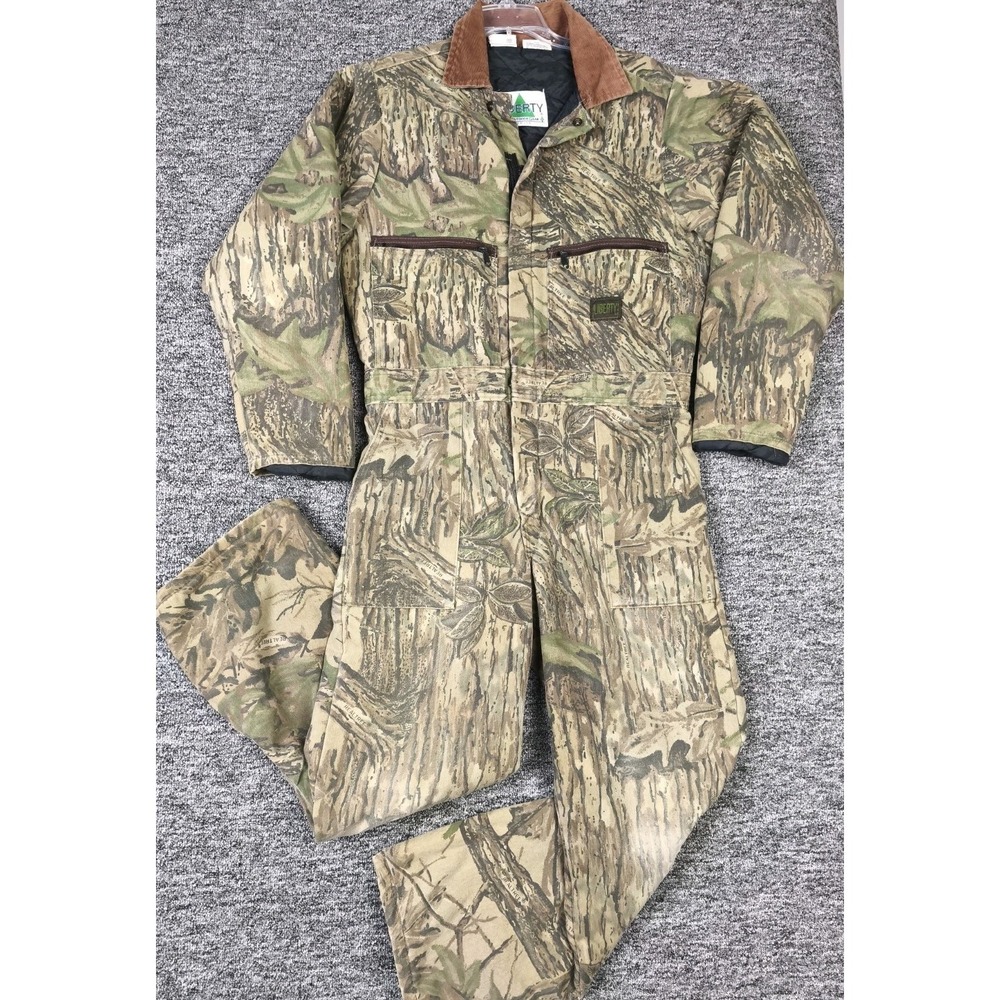 Vintage Liberty Realtree Camo Insulated Coveralls Youth 18 USA Hunting Quilt